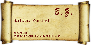 Balázs Zerind névjegykártya